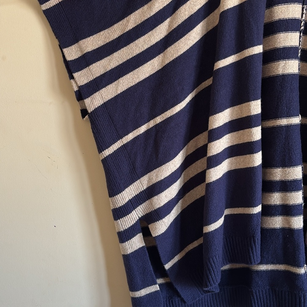 NWT Gap Open Front Stripe Poncho One Size in Blue and‎ Brown/Cream - Picture 5 of 7